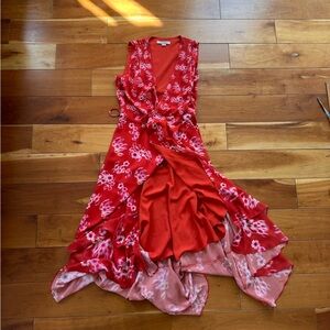 AllSaints Red and Pink Floral Dress